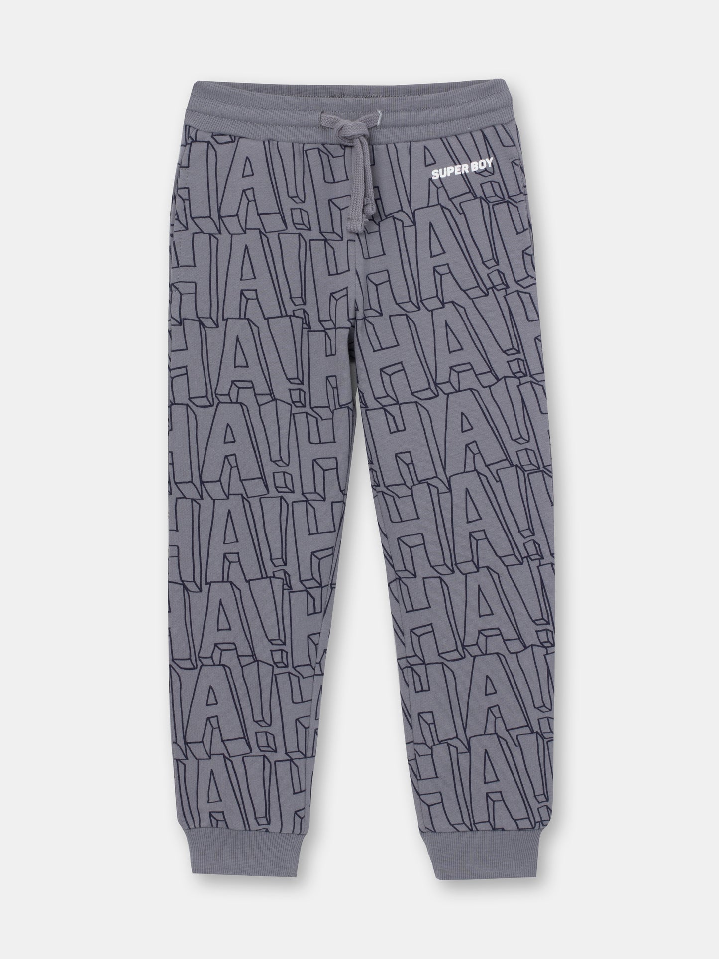 CWKB 70084-23-297 - Cherubino boys grey pants with haha print - front