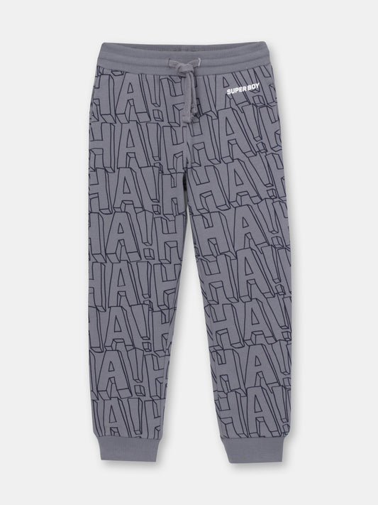 CWKB 70084-23-297 - Cherubino boys grey pants with haha print - front