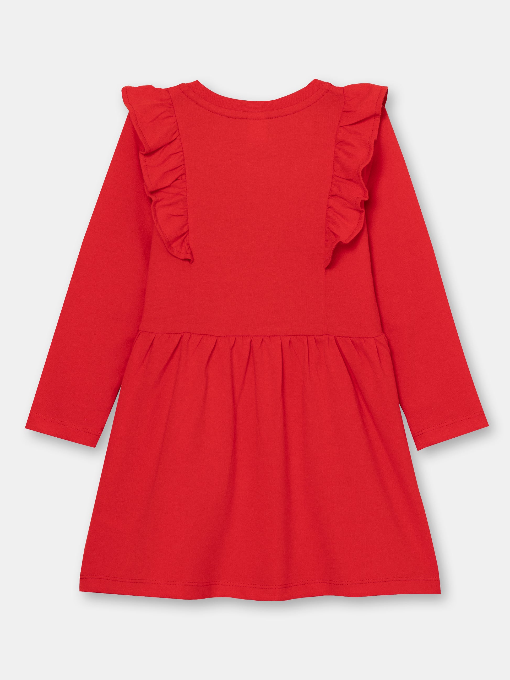 CWKG 62887-26-290 - Cherubino girls candy apple red dress with rule the world print - back